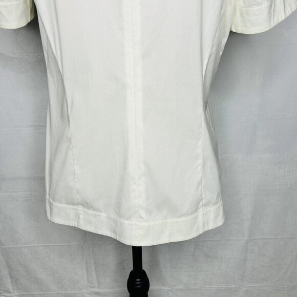 Lafayette 148 Blouse Women's Sz 6 Ivory Back Zip Silver Neck Detail - Picture 11 of 11